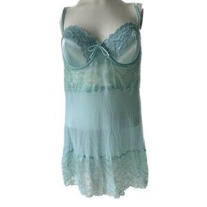 Hillard & Hanson Intimate Lace Netting Bra Teddi BabyDoll Lingerie Nighty Size L